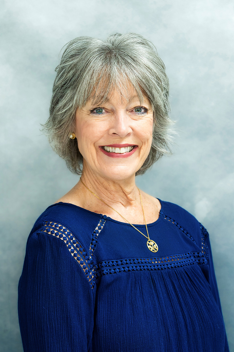 a woman wearing a blue shirt